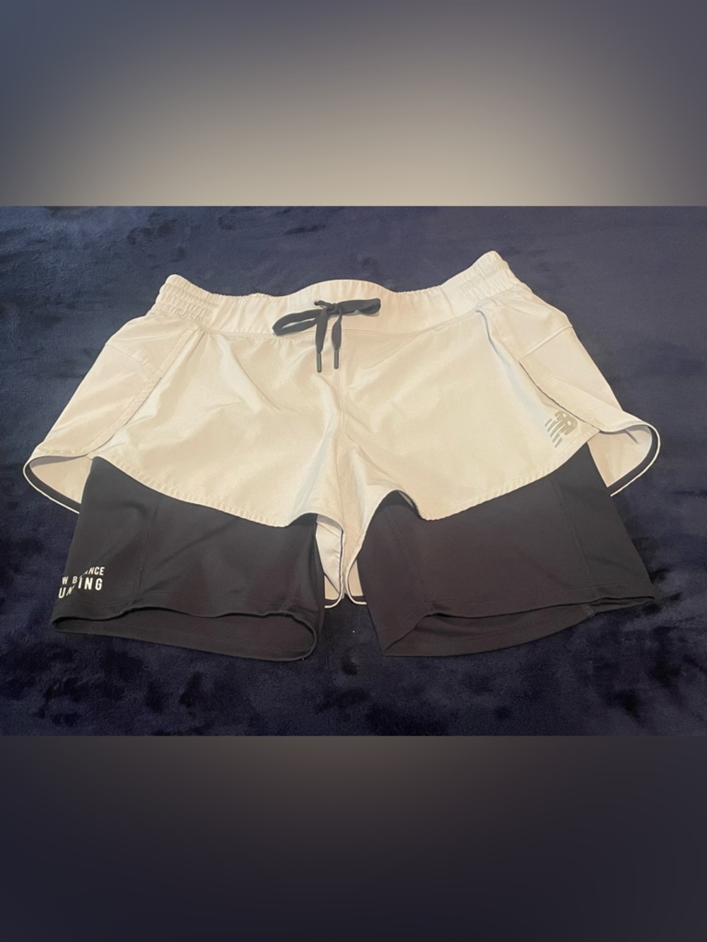 New Balance Two-Tone White and Black Athletic Running Shorts